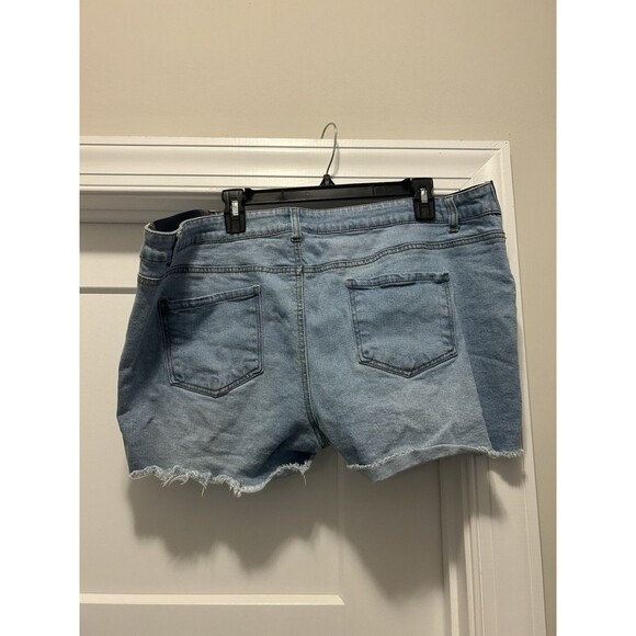 Motherhood Maternity Blue Denim Shorts Low Rise Under Belly Cut Off Size XXL - Picture 2 of 4